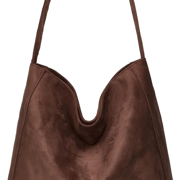Suede Hobo Bag Womens PU Tote Shoulder Travel Day Purse Gift - Picture 1 of 9